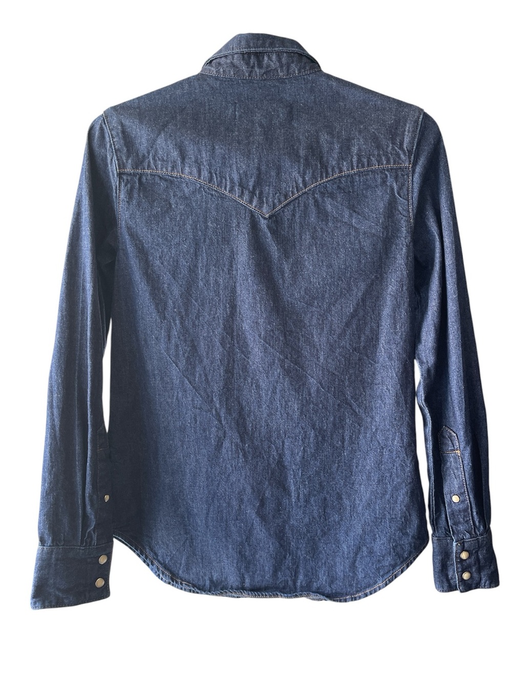 Denim Forum ($110) Western Denim Shirt in Vintage Dark Blue - Picture 11 of 14